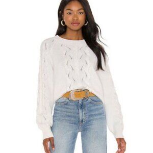 Rails Francis Eyelash Fringe Cable Knit Ivory Sweater